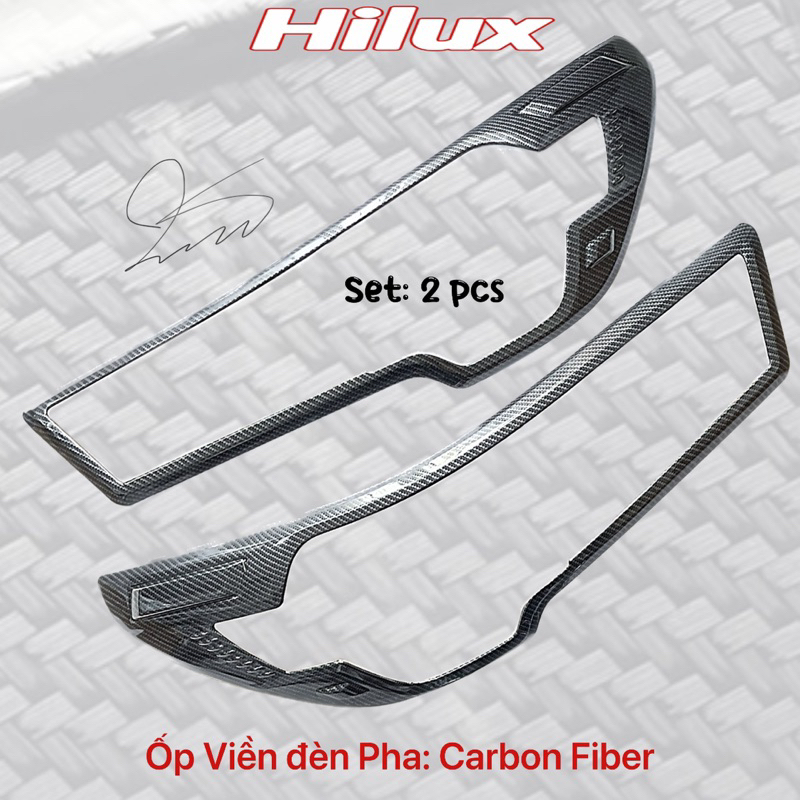 Ốp nẹp đèn Pha Hậu xe Hilux 2019-2023 Carbon fiber Phụ kiện