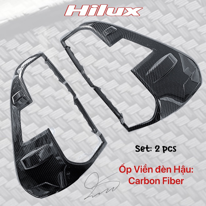 Ốp nẹp đèn Pha Hậu xe Hilux 2019-2023 Carbon fiber Phụ kiện