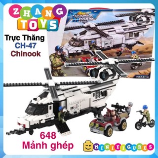 Đồ chơi Xếp hình Trực thăng CH-47 Chinook của lực lượng gìn giữ hòa bình gồm 648 mảnh ghép Minifigures Enlighten 3208