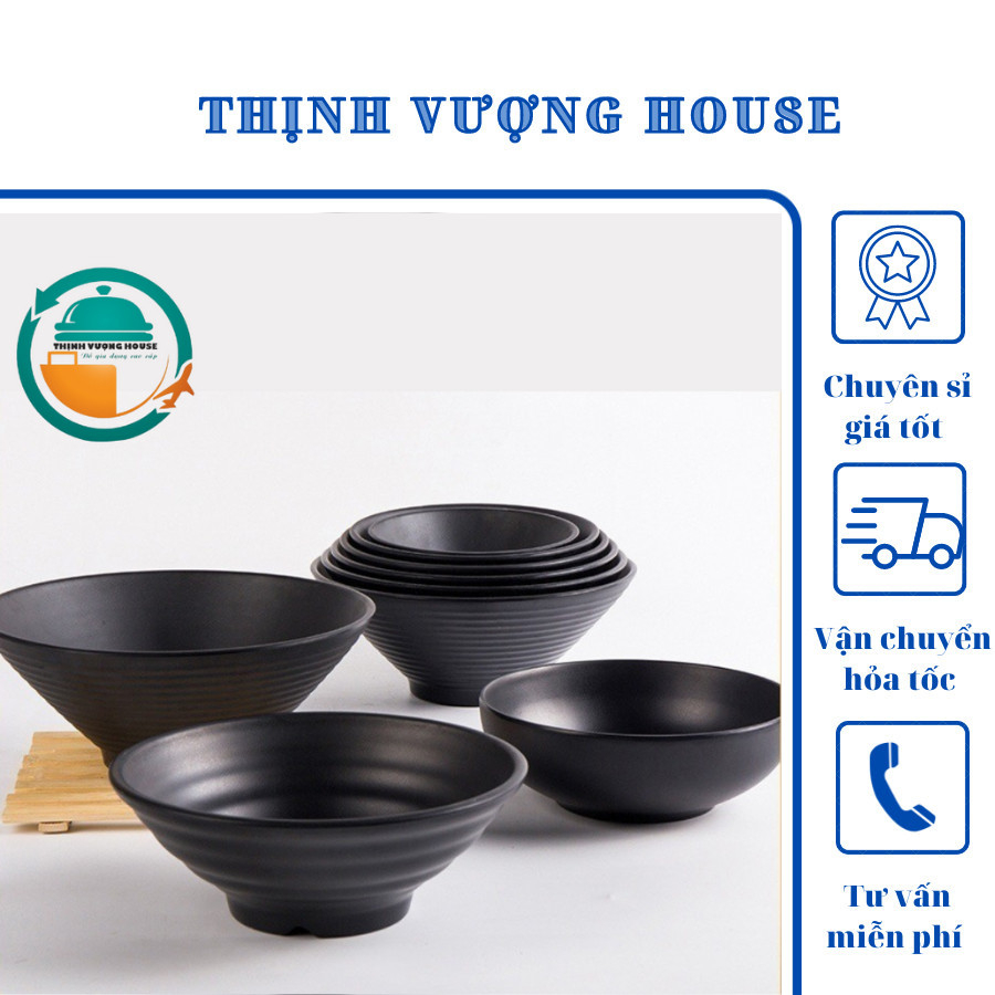 Tô vân xoắn , bát tô 100% melamine màu đen nhám đủ size cao cấp cho nhà hàng