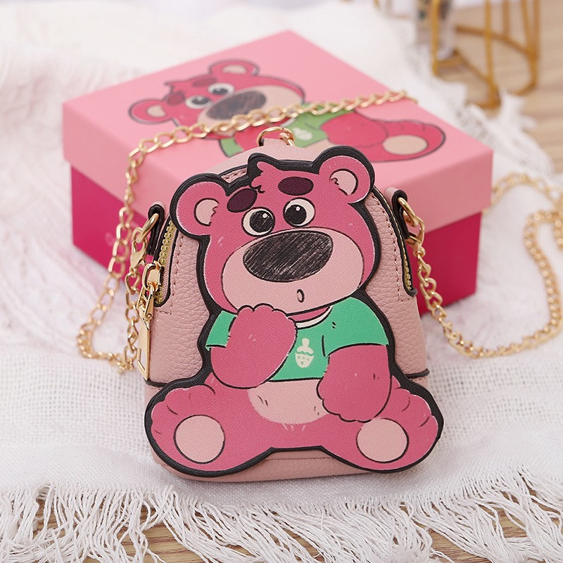 Túi Đeo Chéo Mini Gấu dâu tây  Họa Tiết Đáng Yêu Thời Trang Cho Nữ, Túi Đeo Chéo  Đựng Điện Thoại Full Box