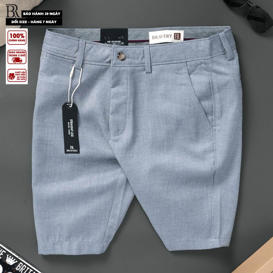 Quần short nam, Quần short linen SINCA XÁM mềm mịn thoáng mát không nhăn, dày dặn - Bravery