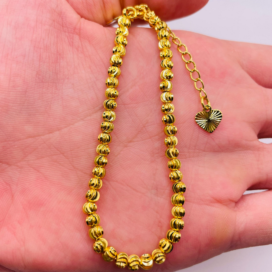 Lắc tay bi titan không gỉ 3 li, Vòng tay bi titan không phai không rỉ màu 18k, trangsucmoiluatuoi.RIN