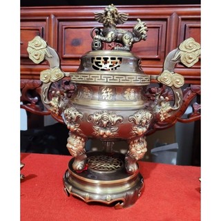 Bộ đỉnh đồng dơi ngũ phúc 40 cm đồng đúc cao cấp màu hun cạo