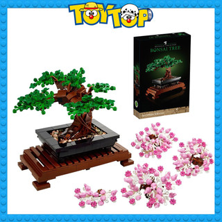 Đồ chơi ghép Bonsai Tree lắp ráp cây cảnh bonsai 2 loại lá 2 màu xanh hồng xếp hình X19004 mô phỏng 10281