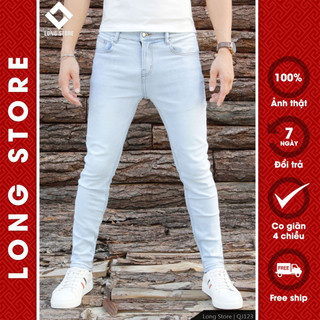 Quần jean nam xanh bạc Glacier Light Blue LONGARES chất bò co giãn cao cấp ống đứng dáng ôm skinny siêu đẹp QJ123