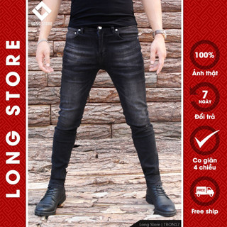 Quần jean nam đen xám bạc Shadow Gray LONGARES chất bò co giãn cao cấp ống đứng dáng ôm skinny siêu đẹp TRON17