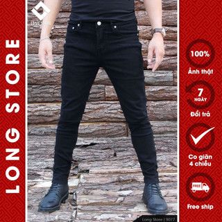 Quần jean nam đen trơn Shadow Knight LONGARES chất bò co giãn cao cấp ống đứng dáng ôm skinny siêu đẹp 9077
