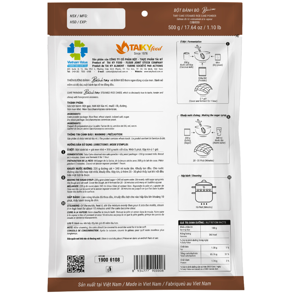 Bột Bánh Bò 500gr hiệu Tài Ký