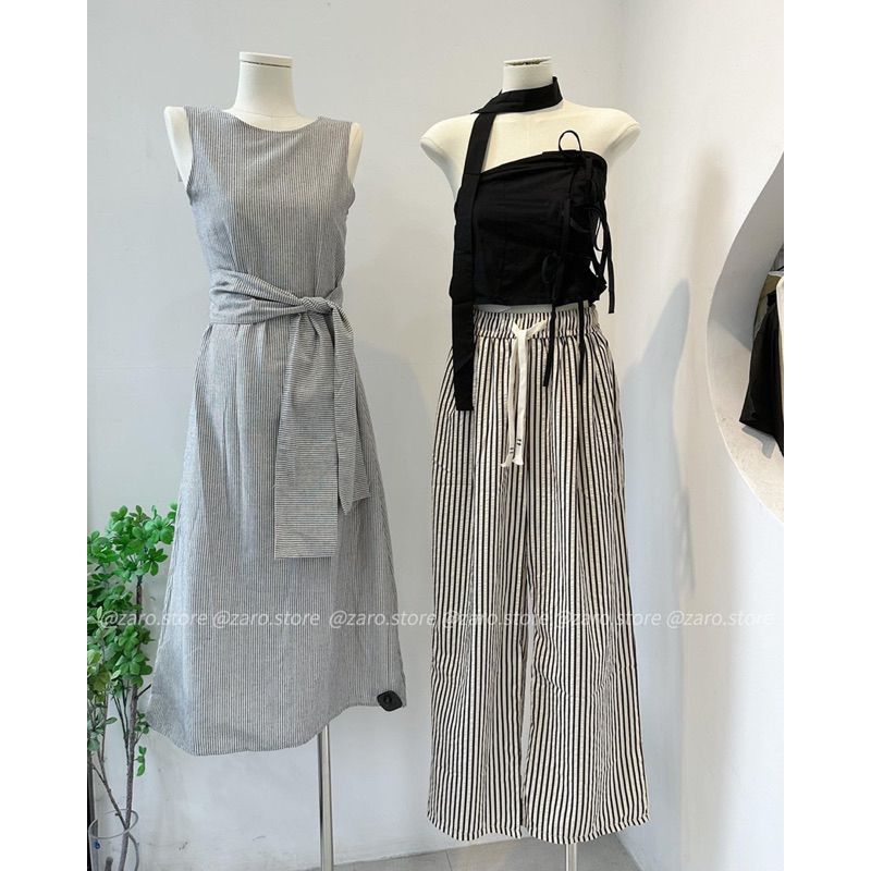 Váy kẻ Hàn thắt dây