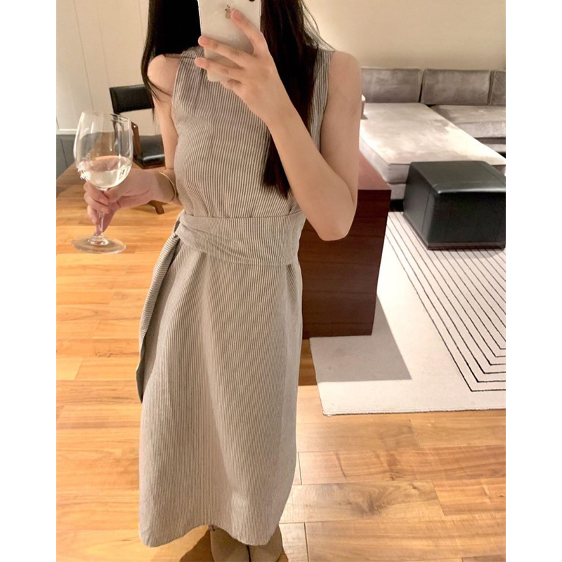 Váy kẻ Hàn thắt dây