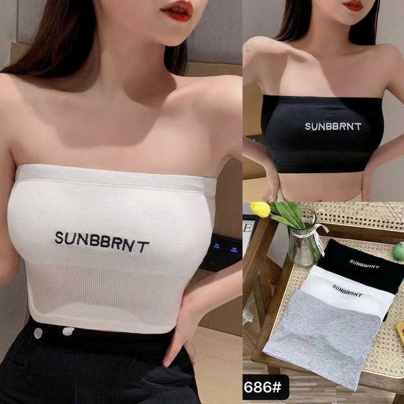 ÁO ỐNG BRA CÚP NGỰC THÊU CHỮ SUNBBRNT QC CÓ MÚT NGỰC THÁO RỜI