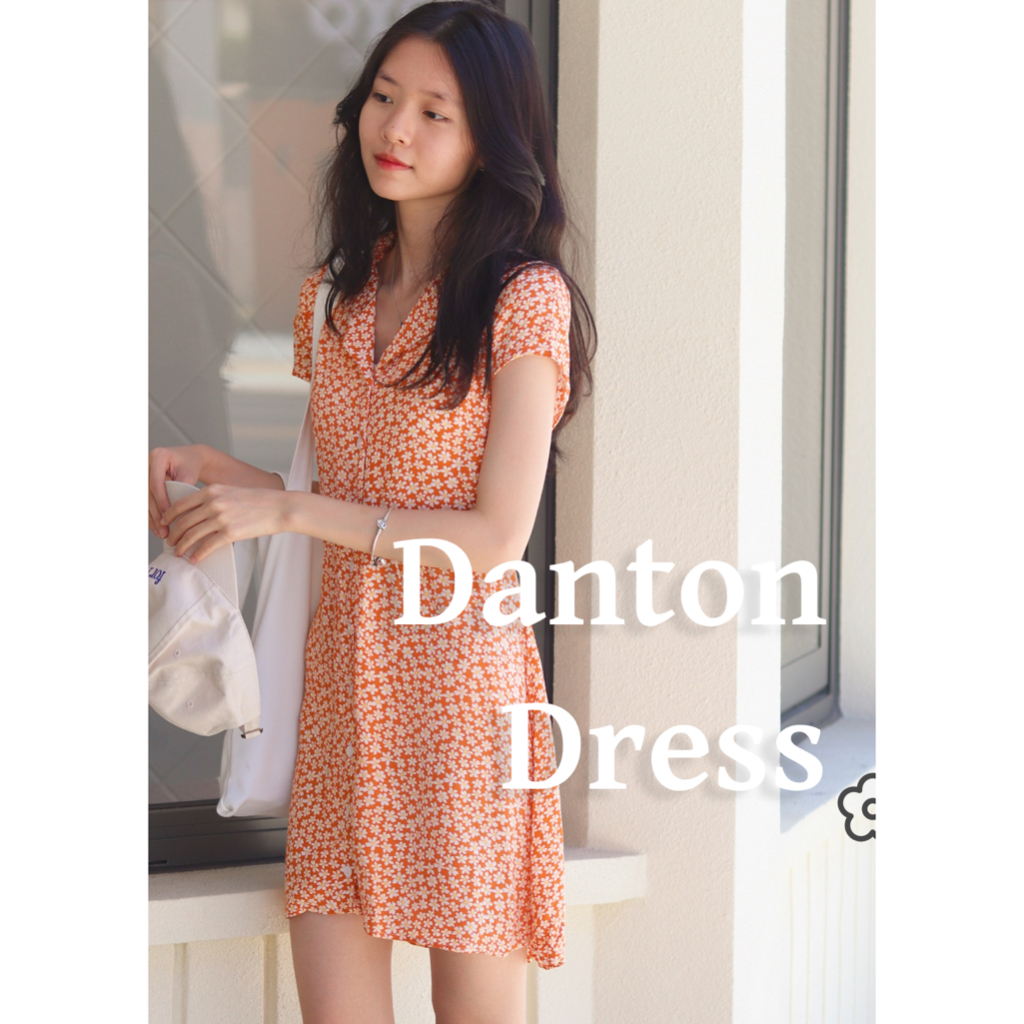 Gaia Danton Dress Đầm Chữ A Hoa Nhí Vintage Cổ Sơ Mi Cổ Điển Xoè Nhẹ