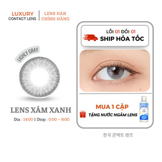 Lens Makeup tone xám xanh tây, Kính áp tròng cận LIGHLY GRAY giãn  14.0  độ cận đến 8, dùng 6 tháng Luxury contact lens.