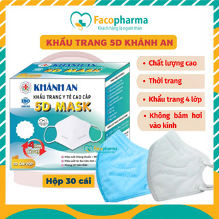  Hộp 30 cái Khẩu trang 4 lớp kháng khuẩn chống tia uv 5D Khánh An cái lọc bụi siêu mịn đến 95% KA5DO 