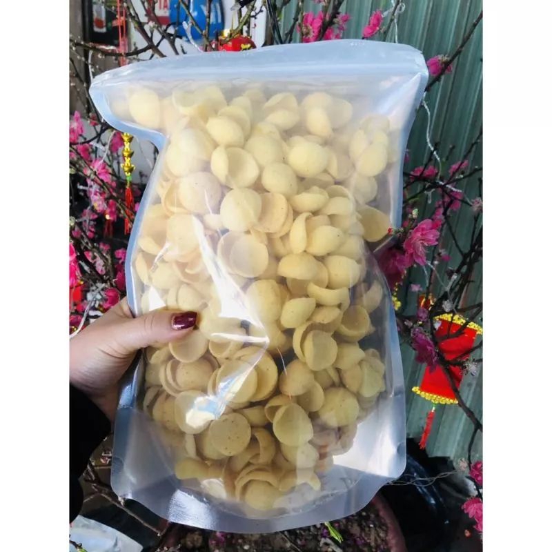500g bim bim cánh sen vị phô mai đóng túi zip.