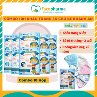 Combo 10 hộp khẩu trang cho bé 3d mask trẻ em kháng khuẩn em bé hộp 10 cái Khánh An x10KA3DC