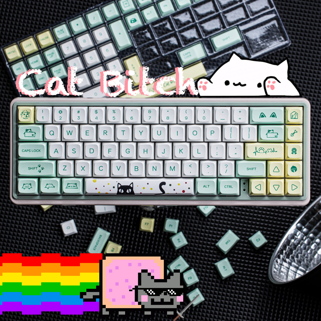 Keycap Cat Bitch | XDA Cat | Keycap nhựa PBT 131 nút in nhiệt Dyesub