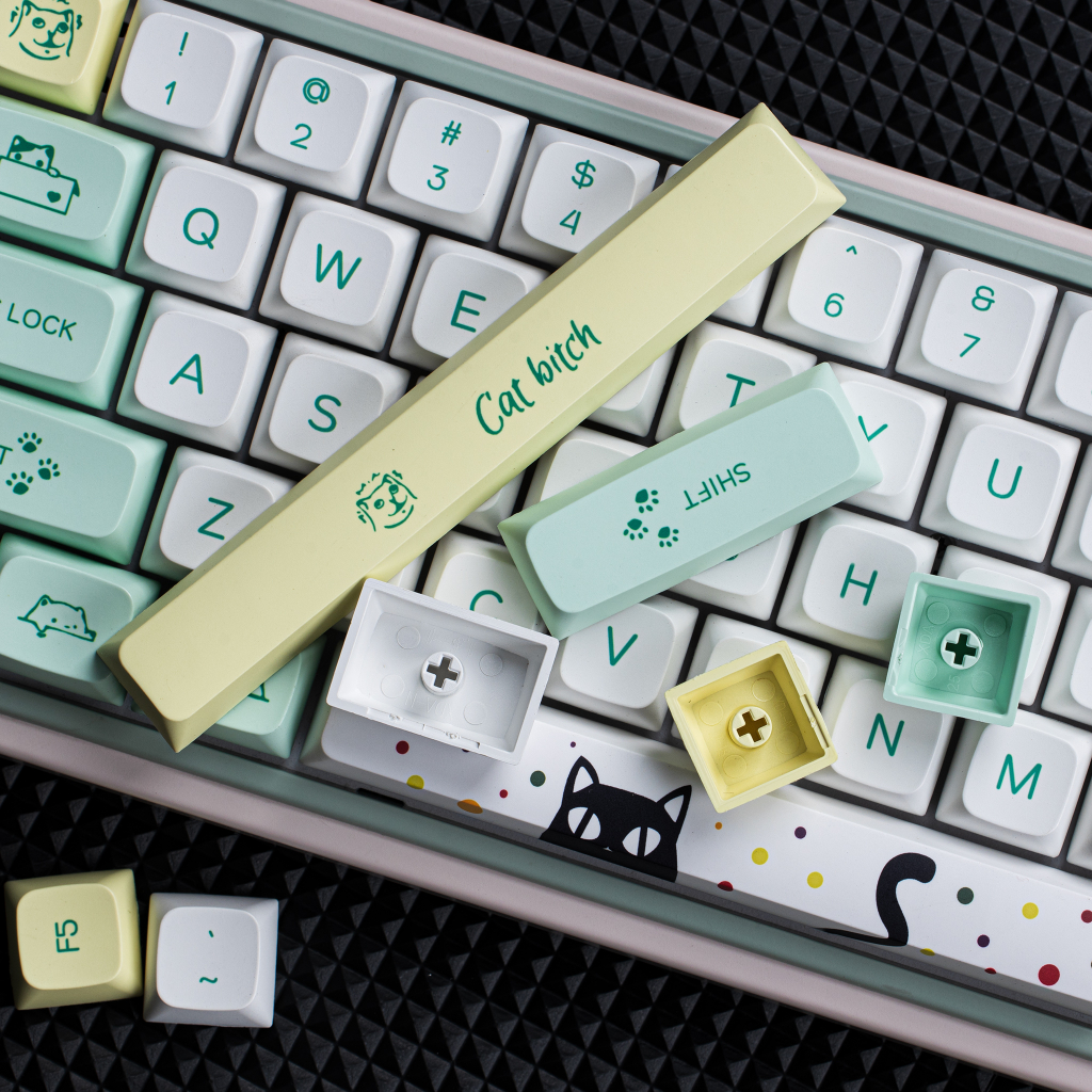 Keycap Cat Bitch | XDA Cat | Keycap nhựa PBT 131 nút in nhiệt Dyesub