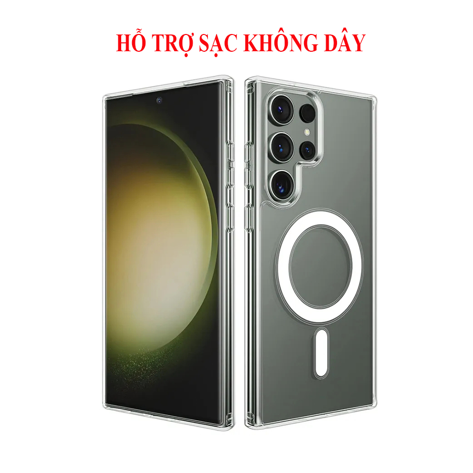 Ốp lưng SAMSUNG trong suốt NHỰA CỨNG hỗ trợ sạc không dây cho S23 Ultra S23 Plus S23 S22 Ultra S22 Plus S22