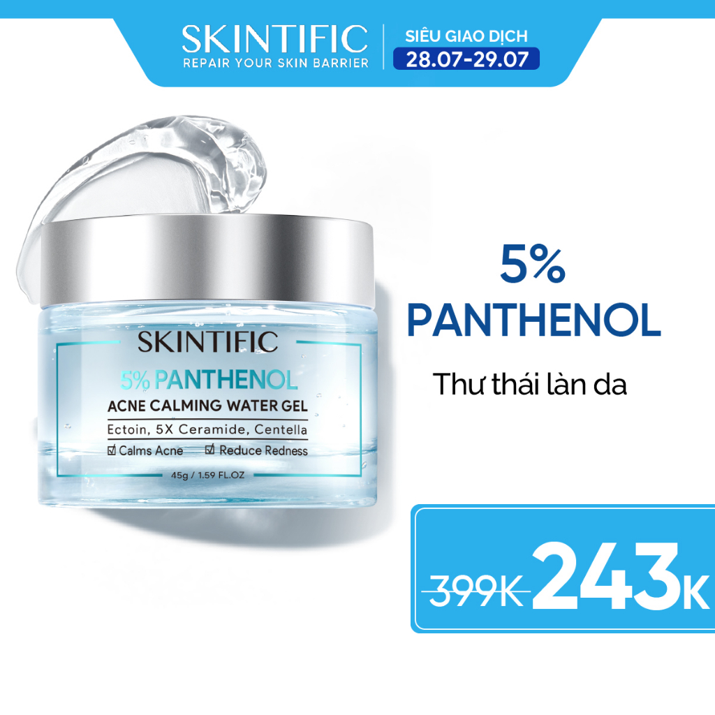 Gel dưỡng ẩm giảm tình trạng mụn chứa 5% Panthenol SKINTIFIC 45g