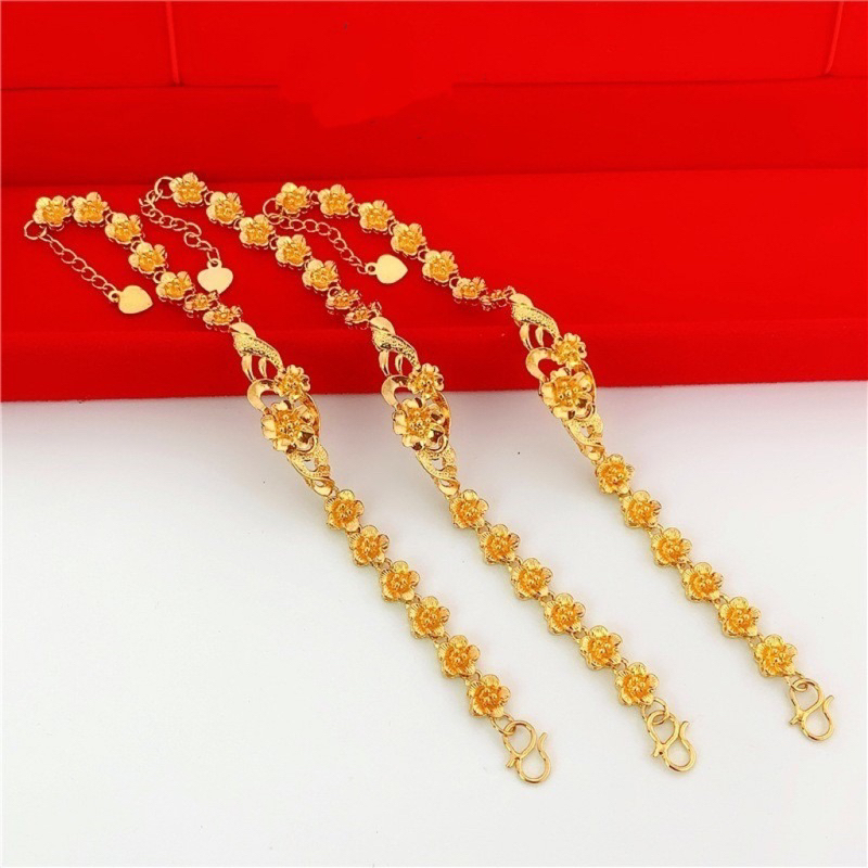 Lắc tay hoa mai mạ vàng 24k hoạ tiết full lắc rẻ đẹp Kami