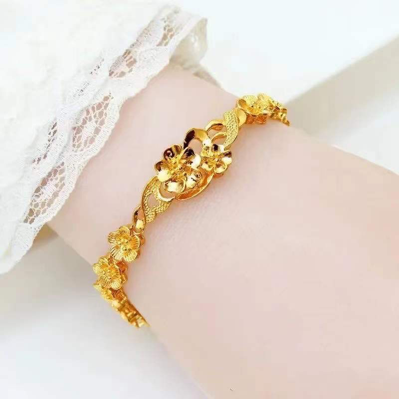 Lắc tay hoa mai mạ vàng 24k hoạ tiết full lắc rẻ đẹp Kami