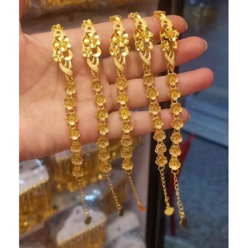 Lắc tay hoa mai mạ vàng 24k hoạ tiết full lắc rẻ đẹp Kami