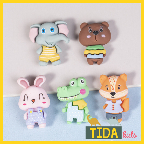 Mô Hình Động Vật Tổng Hợp Charm Slime, Đồ Handmade DIY Sticker Jibbitz Gắn Trang Trí Giày Dép TiDa Kids Shop