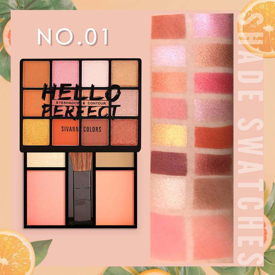 Bảng Phấn Mắt và Má Hồng 16 ô Sivanna Thái Lan Hello Perfect Eyeshadow Contour 21.5g HF5016