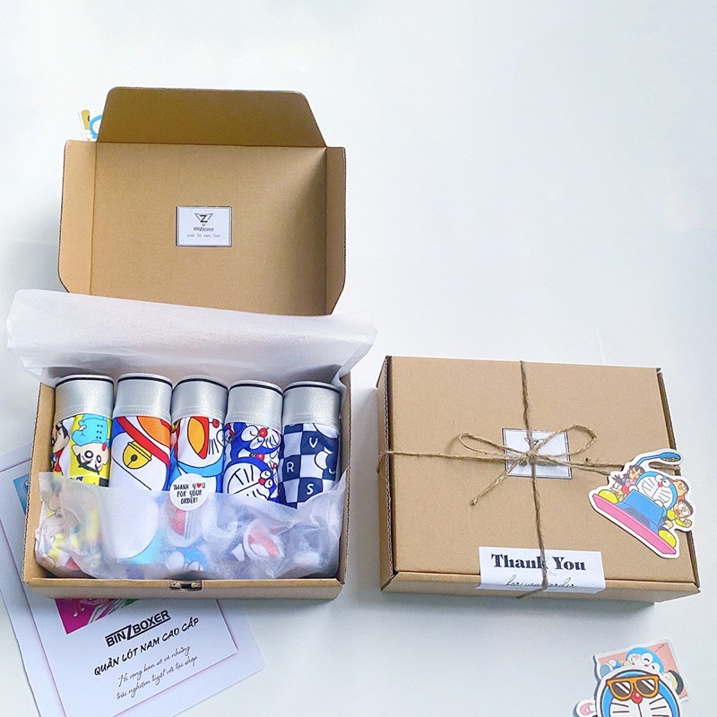 Quần lót nam in hình thun lạnh, quần sịp nam đùi thun lạnh hoạt hình DOREMON freesize<75kg,giao ngẫu nhiên