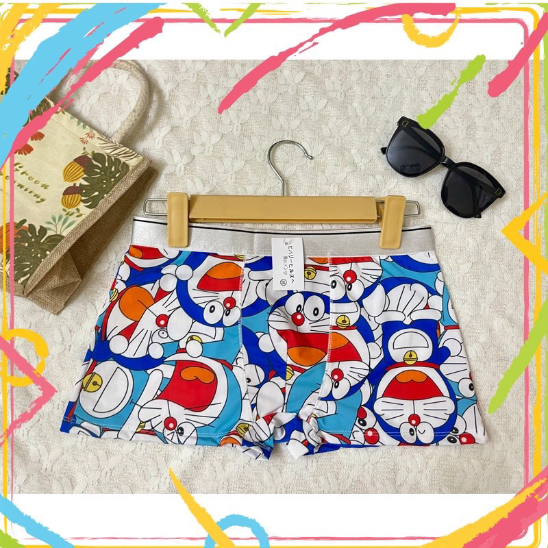 Quần lót nam in hình thun lạnh, quần sịp nam đùi thun lạnh hoạt hình DOREMON freesize<75kg,giao ngẫu nhiên