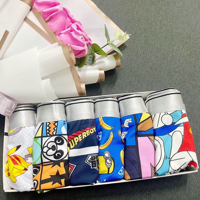 Quần lót nam in hình thun lạnh, quần sịp nam đùi thun lạnh hoạt hình DOREMON freesize<75kg,giao ngẫu nhiên