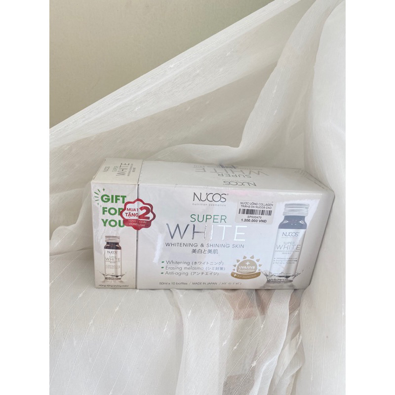 Nước collagen trắng da mờ thâm nám Nucos Super White 50ml x 10 chai