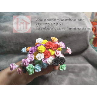 Hoa hồng tý hon bằng đất sét trang trí mô hình
