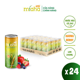 Lon nước mía có gaz mía-ha gaz hương berry 240ml/lon