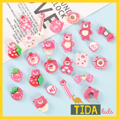 Mô Hình Gấu Dâu, Tổng Hợp Charm Slime, Đồ Handmade DIY Sticker Jibbitz Gắn Trang Trí Giày Dép TiDa Kids Shop