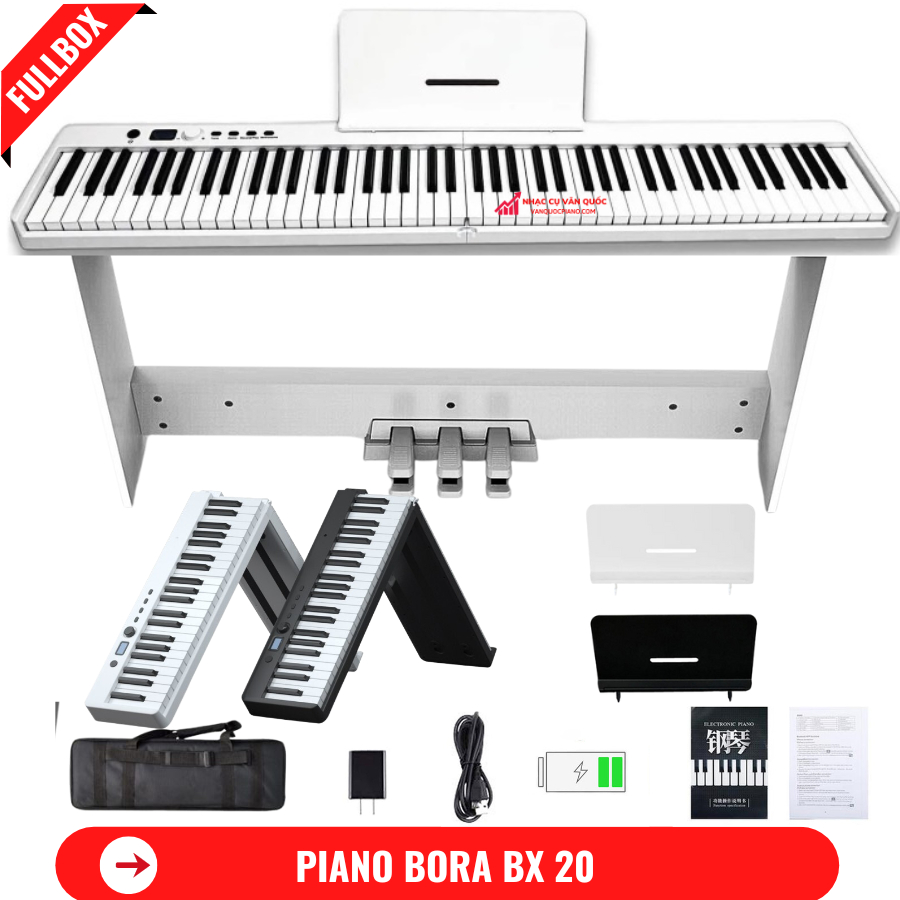 Đàn Piano Điện Bora BX 20 Gấp Gọn - 88 Phím Nặng Cảm Lực Có Loa - Kết Nối Bluetooth - Kèm Chân Gỗ