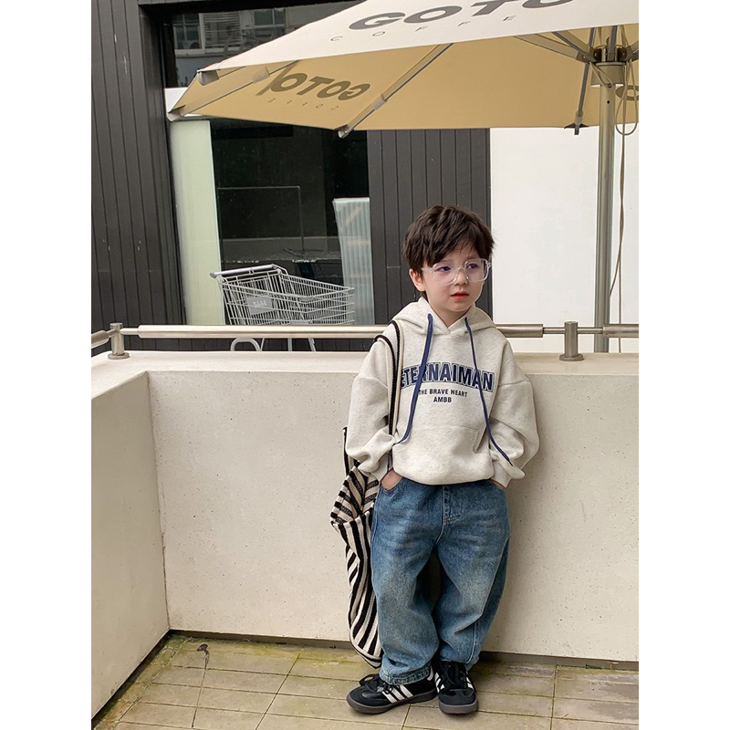 Áo hoodie cho bé trai bé gái size 12-35kg, hàng hãng AMBB cao cấp, áo hoodie nỉ lót lông nhẹ mùa thu đông cho bé