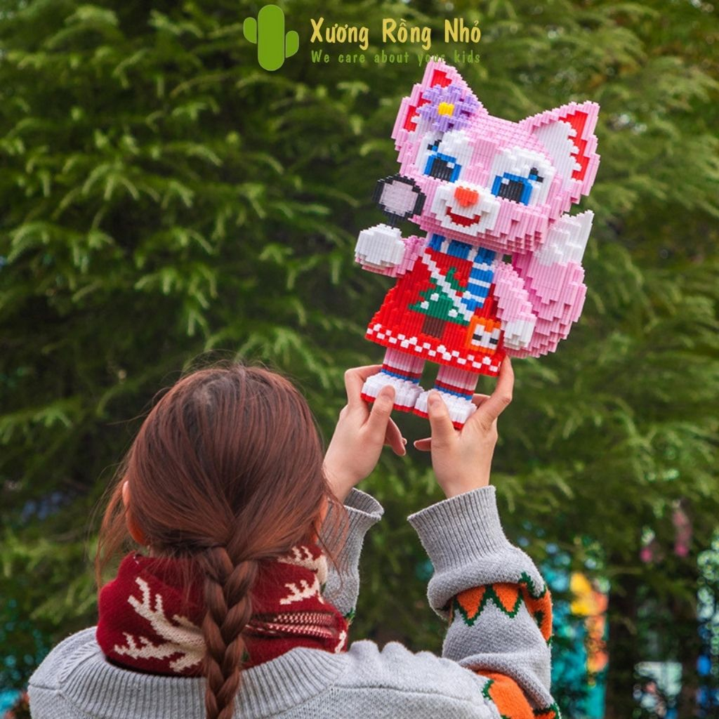 Xếp hình lego cáo hồng size lớn lắp ráp, mô hình cáo hồng đứng