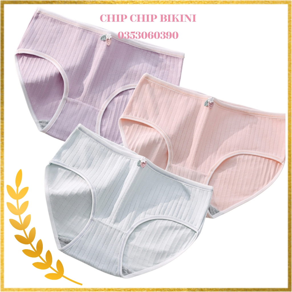 Combo 3 quần lót nữ CS020 dễ thương nhiều màu gân tăm họa tiết cặp đôi trái thông siêu cute siêu nữ tính dành cho bạn nữ