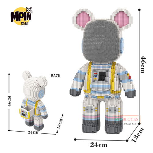 Mô Hình Lắp Ráp 3D Gấu Phi Hành Gia Cao 46cm Minpin Đồ Chơi Thông Minh Giảm Stress Trang Trí Decor Quà Tặng