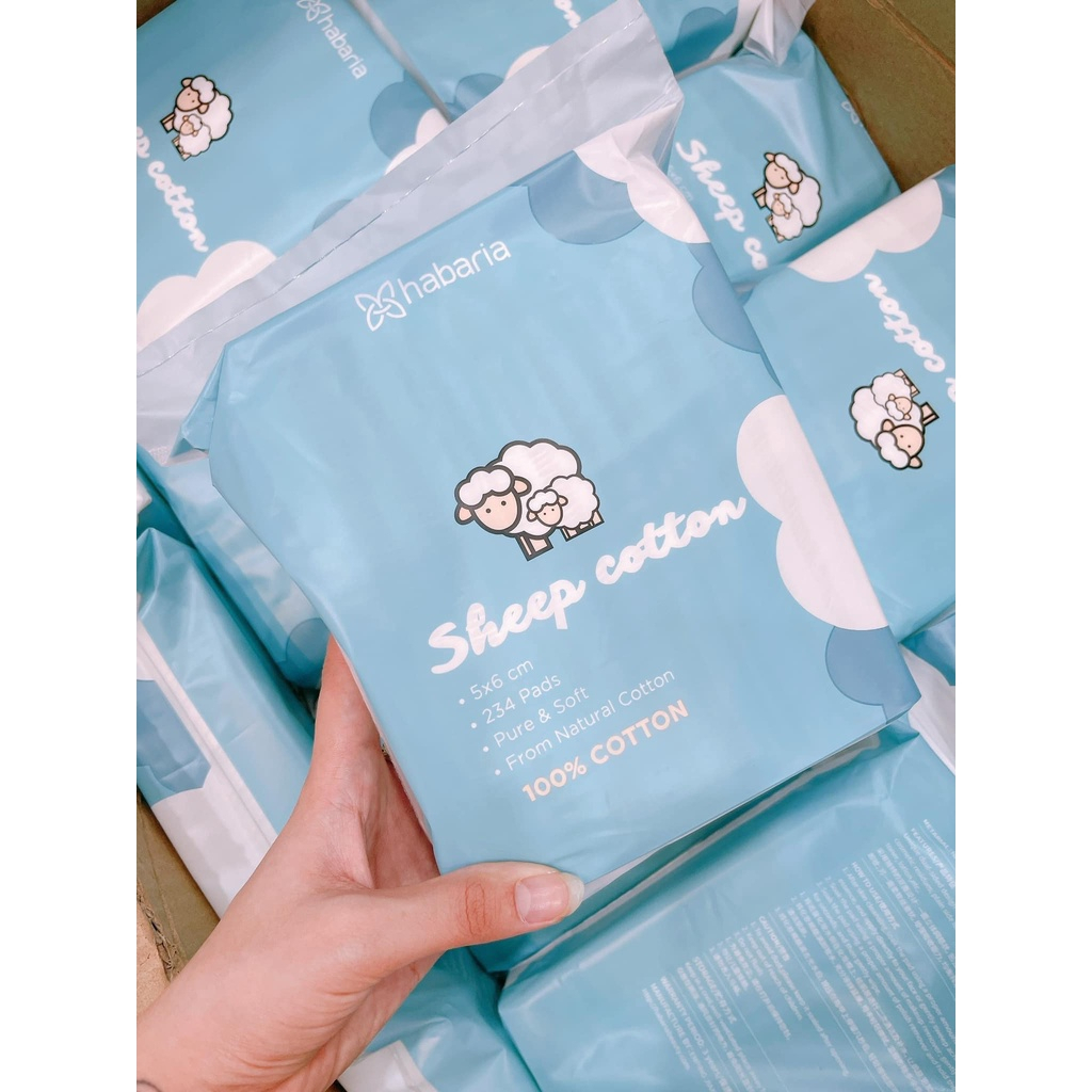 Bông tẩy trang cừu xanh 234 miếng Habaria Sheep Cotton