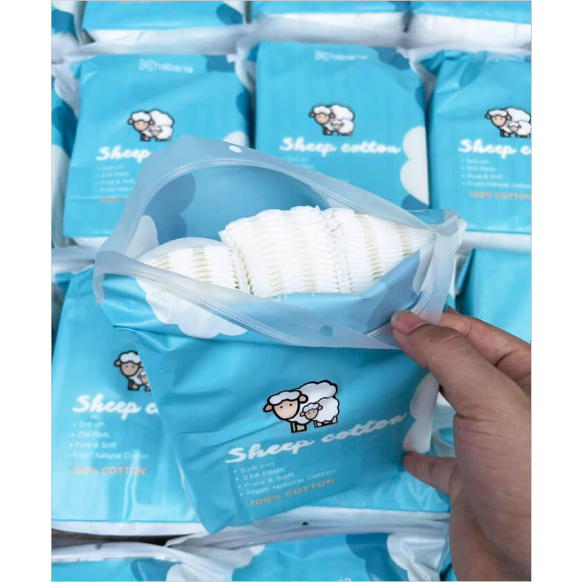 Bông tẩy trang cừu xanh 234 miếng Habaria Sheep Cotton