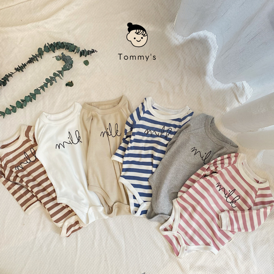 Bộ bodysuit Body chip dài tay bé trai bé gái MILK tông màu Hàn Quốc 0-24 thángTOMMY HOUSE