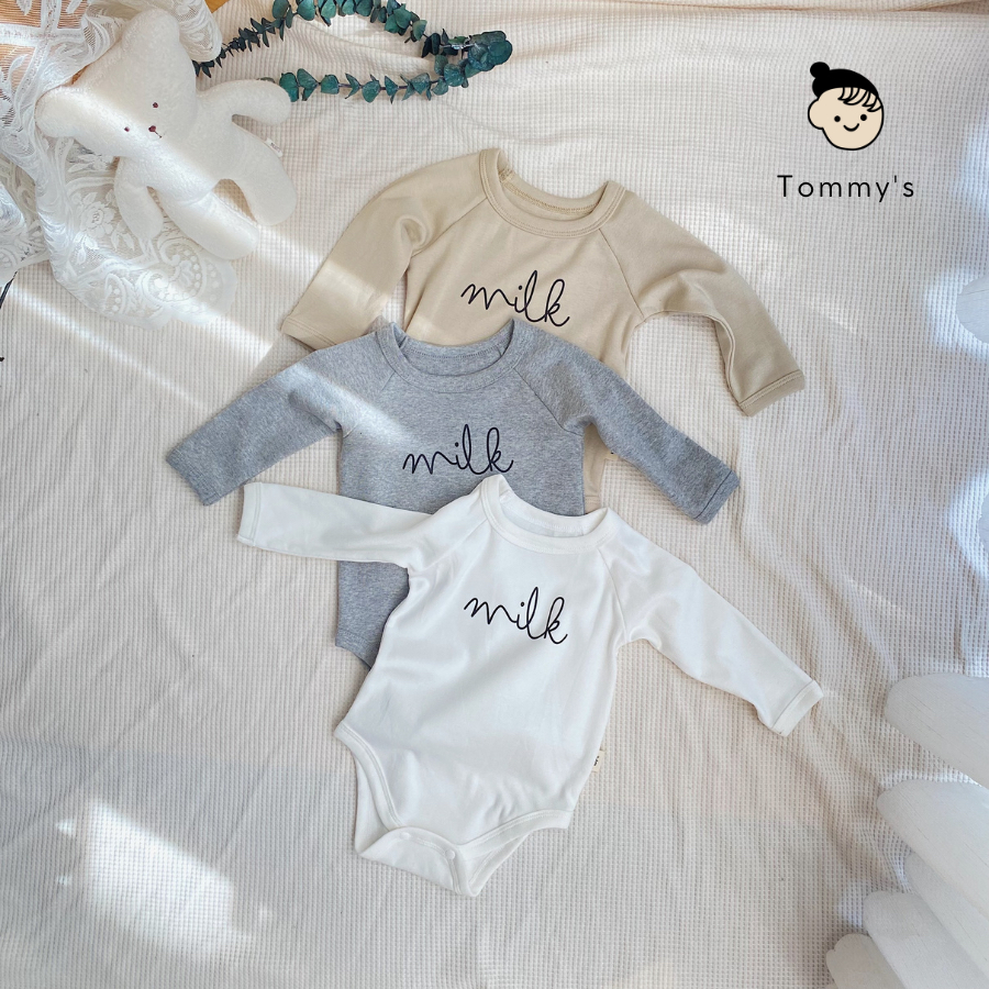 Bộ bodysuit Body chip dài tay bé trai bé gái MILK tông màu Hàn Quốc 0-24 thángTOMMY HOUSE