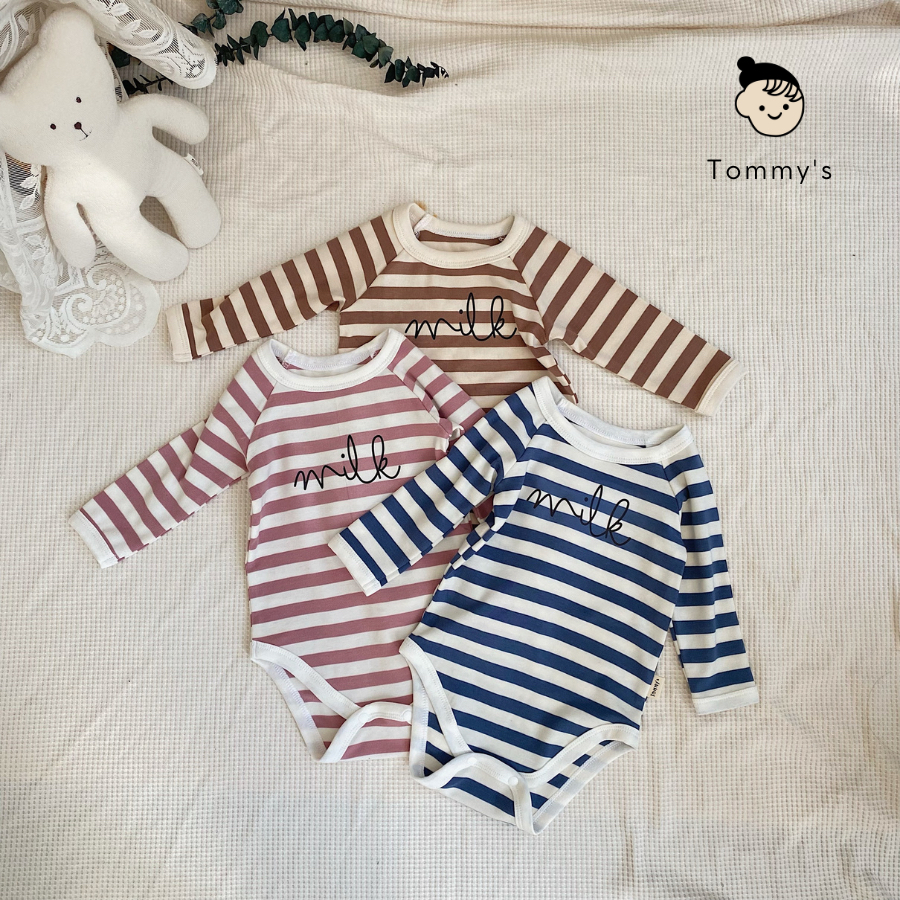 Bộ bodysuit Body chip dài tay bé trai bé gái MILK tông màu Hàn Quốc 0-24 thángTOMMY HOUSE