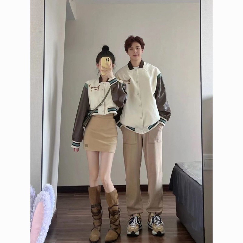 ÁO ĐÔI BOMBER VST DẠ TAY DA CHỮ THÊU HÀNG QUẢNG CHÂU LOẠI 1