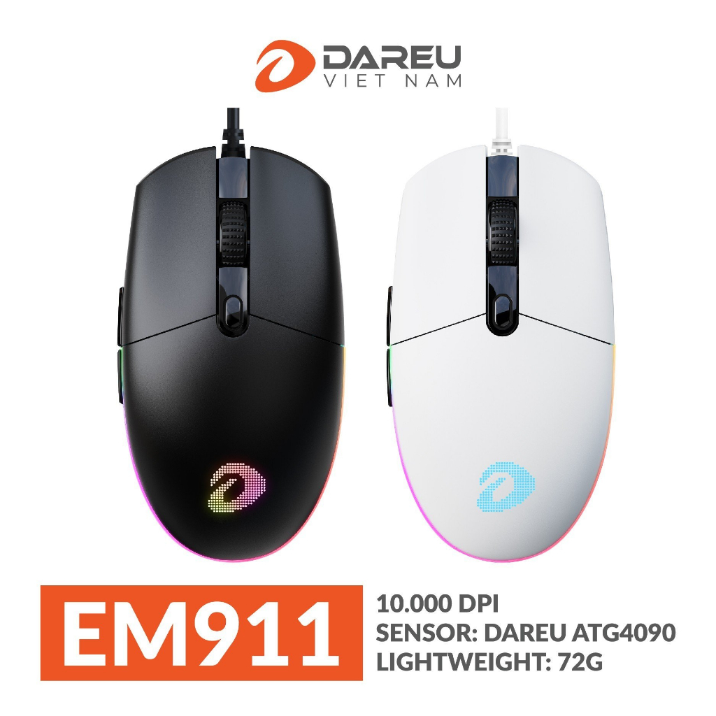 Chuột Gaming Dareu EM911 sẵn 2 màu  New - Chính Hãng BH 24 Tháng