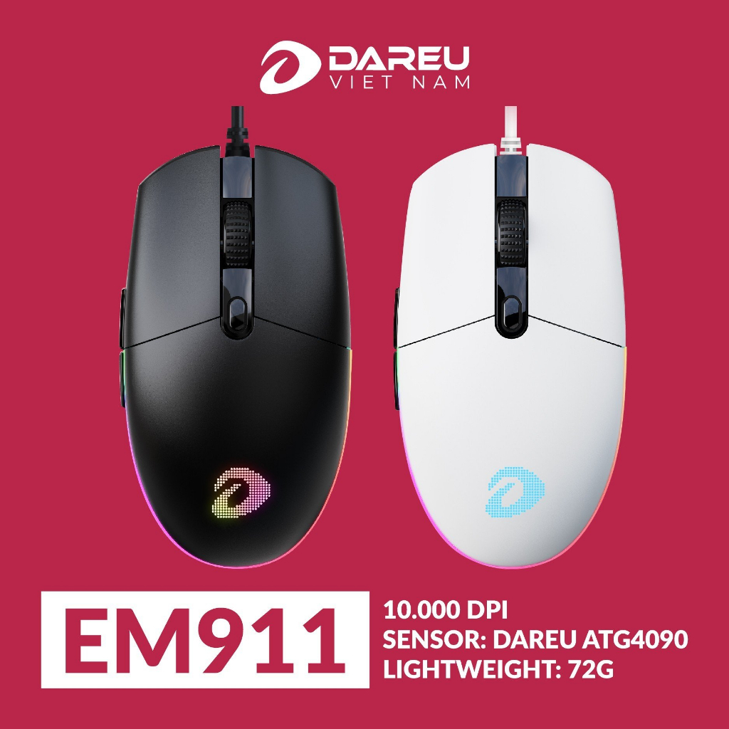 Chuột Gaming Dareu EM911 sẵn 2 màu  New - Chính Hãng BH 24 Tháng